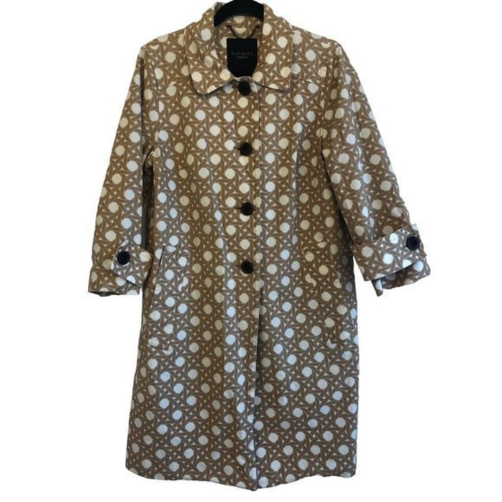 Talbots Womens Mode Geometric Spring / Summer Coat‎ Size Large Tan & Cream